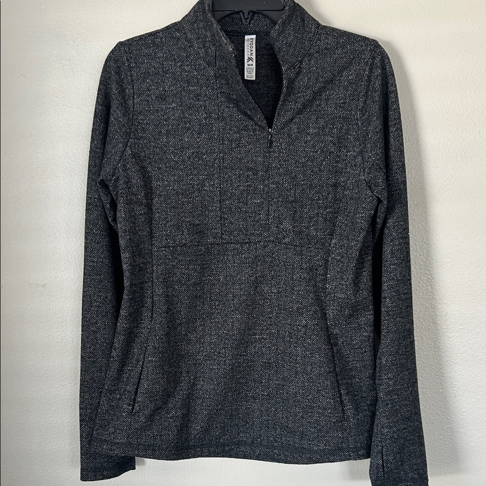 Kyodan Gray Herringbone Quarter-Zip Pullover
